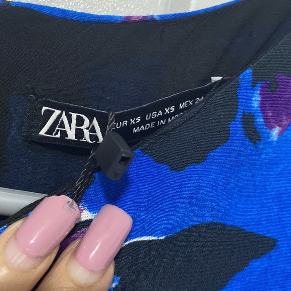 NWT Zara Dress Zara Ruched Long Sleeve Mini Dress Floral |Size XS - Picture 9 of 14